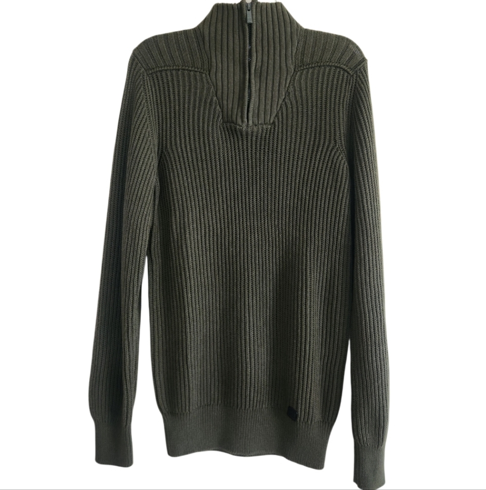 QLIVE GREEN QUARTER ZIP COZY KNIT SWEATER SZ SMALL NWT